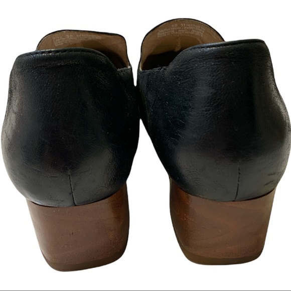 Dansko Preston Pump Wooden Black Leather Loafer Stacked Closed Toe Block Heel - Picture 6 of 12